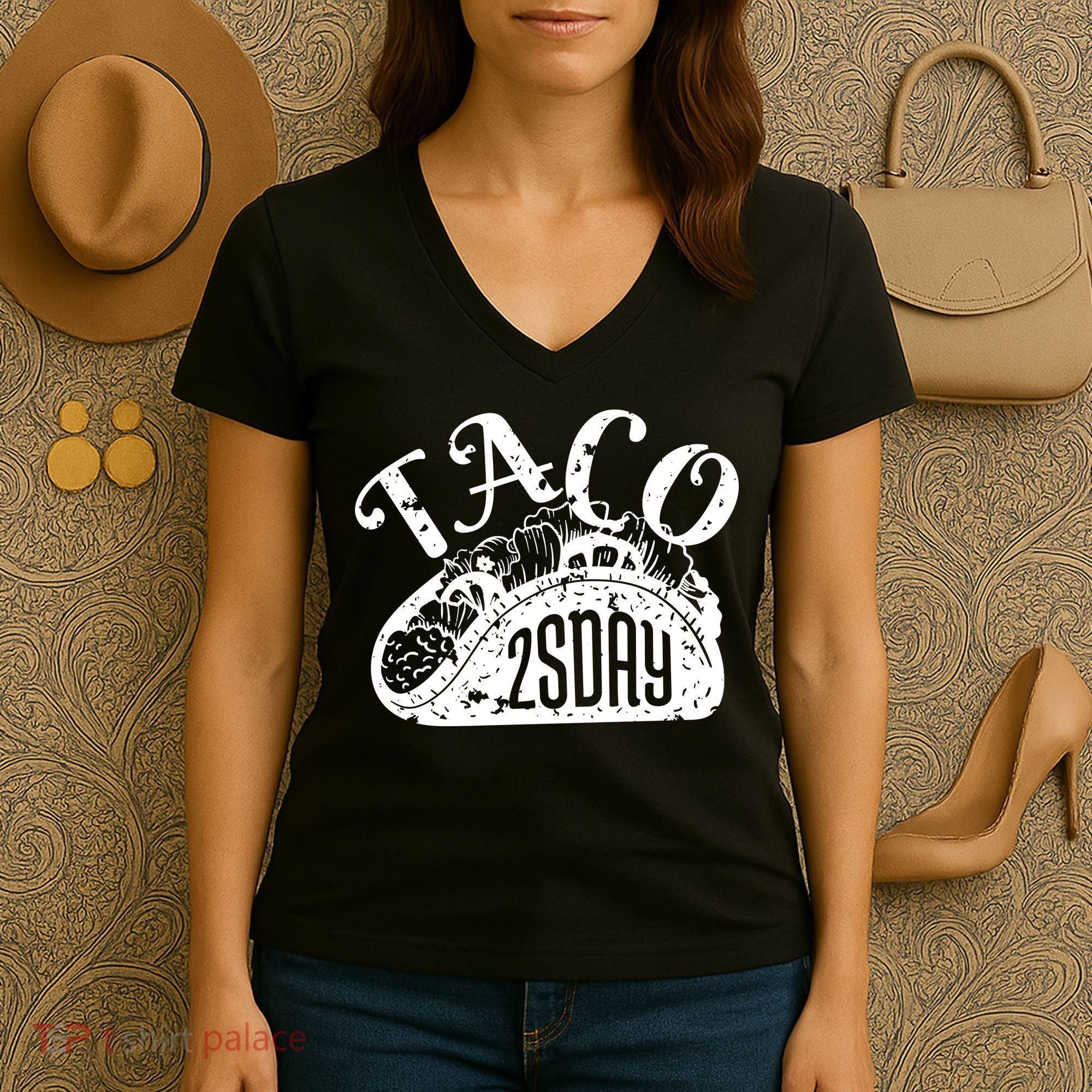 Taco Tuesday Mexican Women's V-Neck T-Shirt