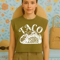 Taco Tuesday Mexican Garment-Dyed Women's Muscle Tee thumb 4