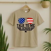 Talk To Me Jesus Glasses Usa Flag Christian Sunglasses T-Shirt thumb 2