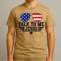Talk To Me Jesus Glasses Usa Flag Christian Sunglasses T-Shirt thumb 3