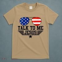 Talk To Me Jesus Glasses Usa Flag Christian Sunglasses T-Shirt thumb 5