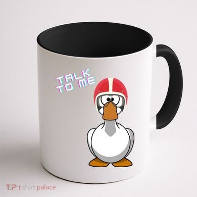 Talk To Me Goose Coffee Mug back