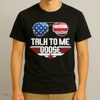 Talk To Me Goose American Flag Glasses T-Shirt thumb 3
