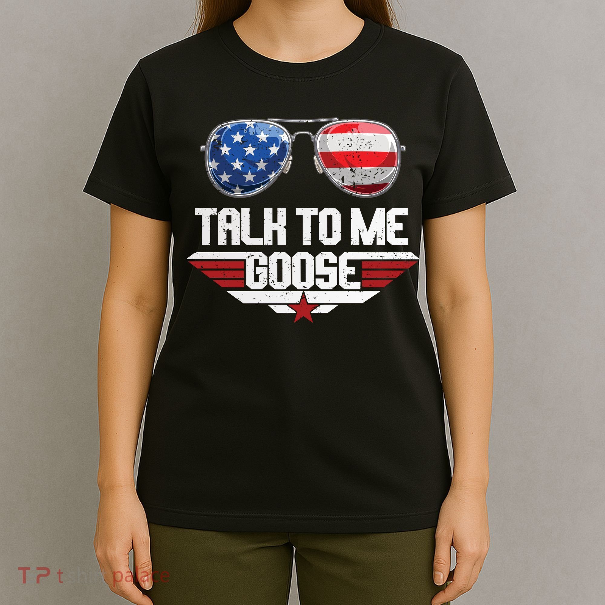 Talk To Me Goose American Flag Glasses T-Shirt