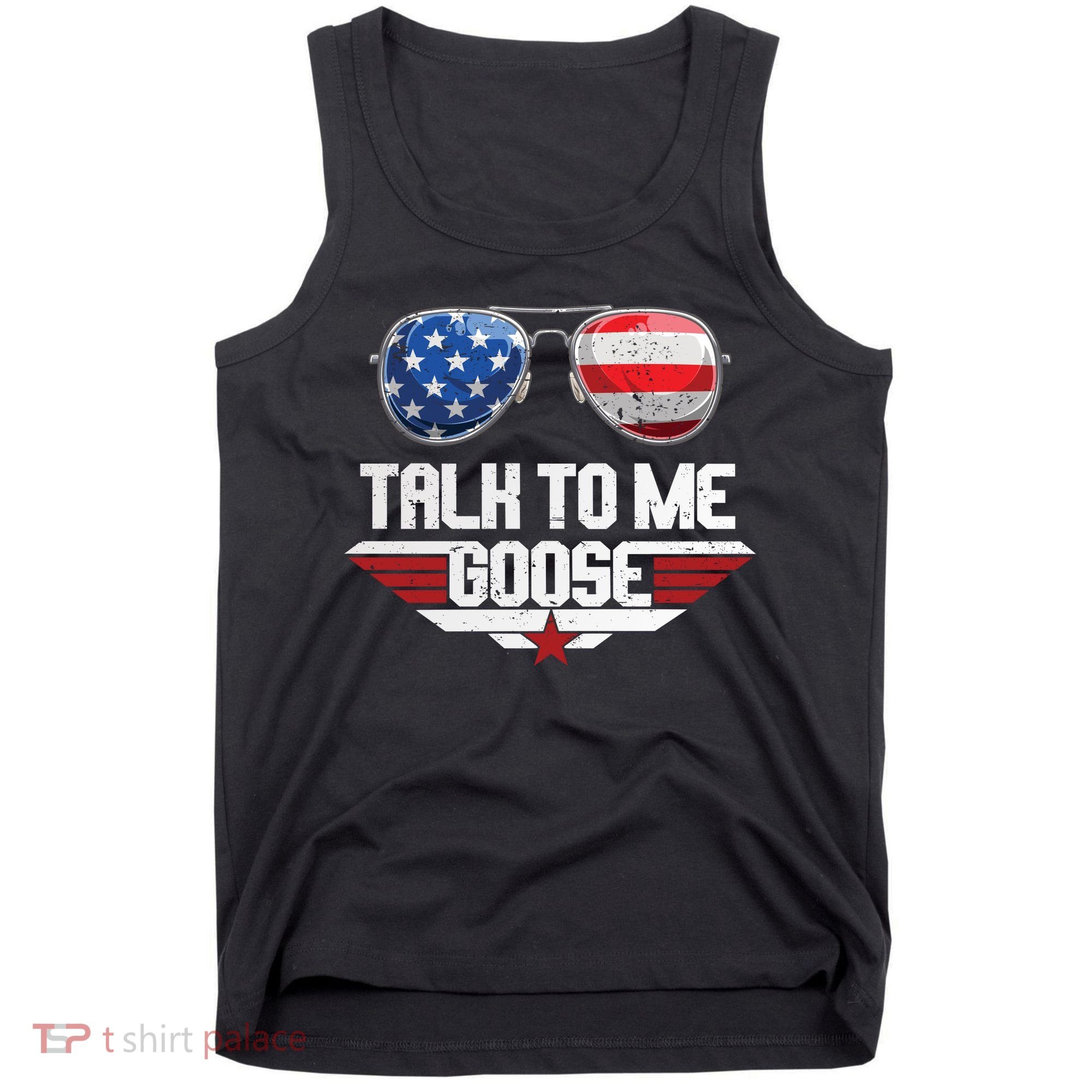 Talk To Me Goose American Flag Glasses Tank Top