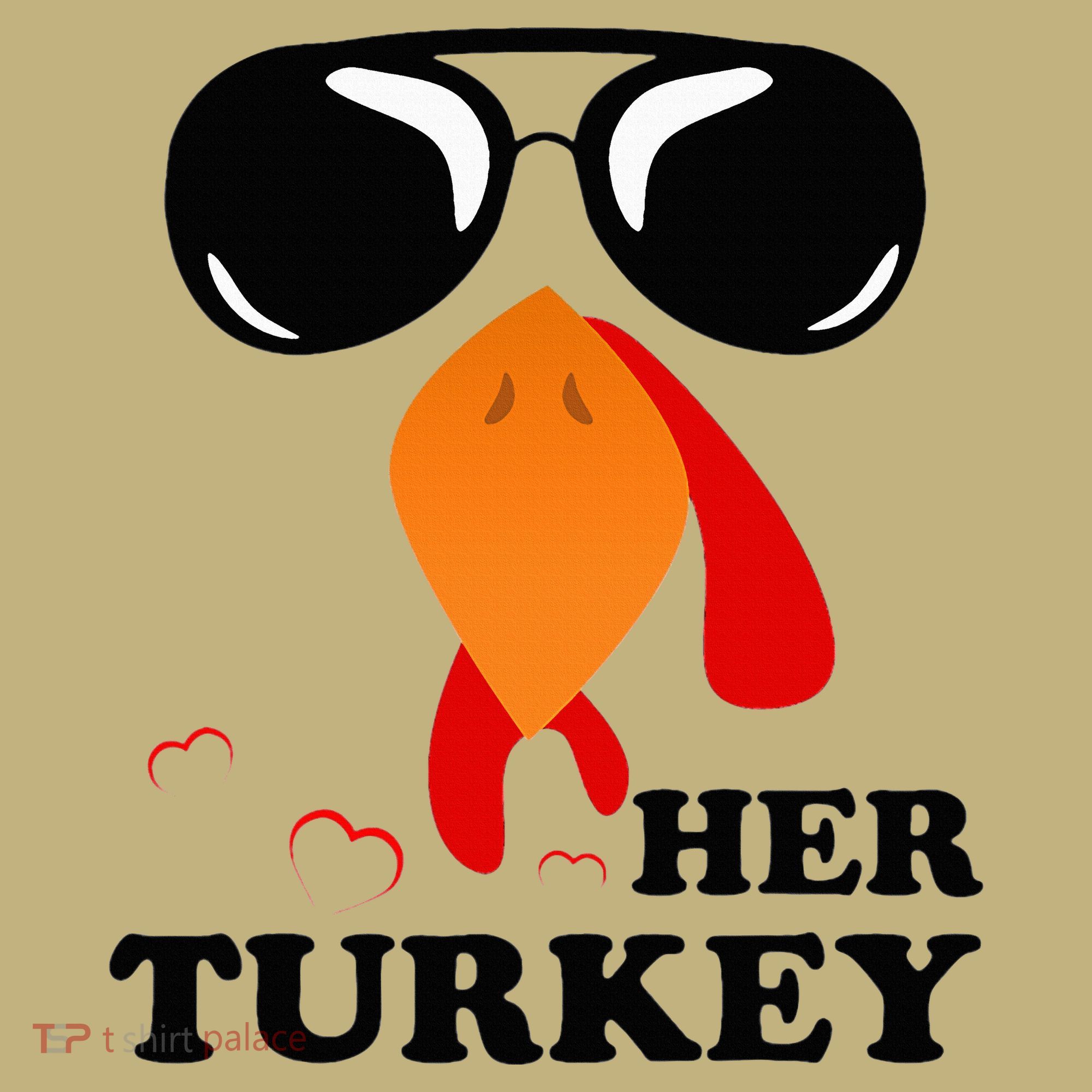 Thanksgiving Turkey Matching For Couple HER TURKEY Long Sleeve Shirt