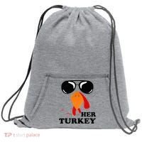 Thanksgiving Turkey Matching For Couple HER TURKEY Sweatshirt Cinch Pack Bag thumb 0