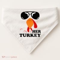 Thanksgiving Turkey Matching For Couple HER TURKEY USA-Made Doggie Bandana thumb 0