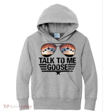 Talk To Me Goose Jet Fighter Sunglasses Kids Hoodie