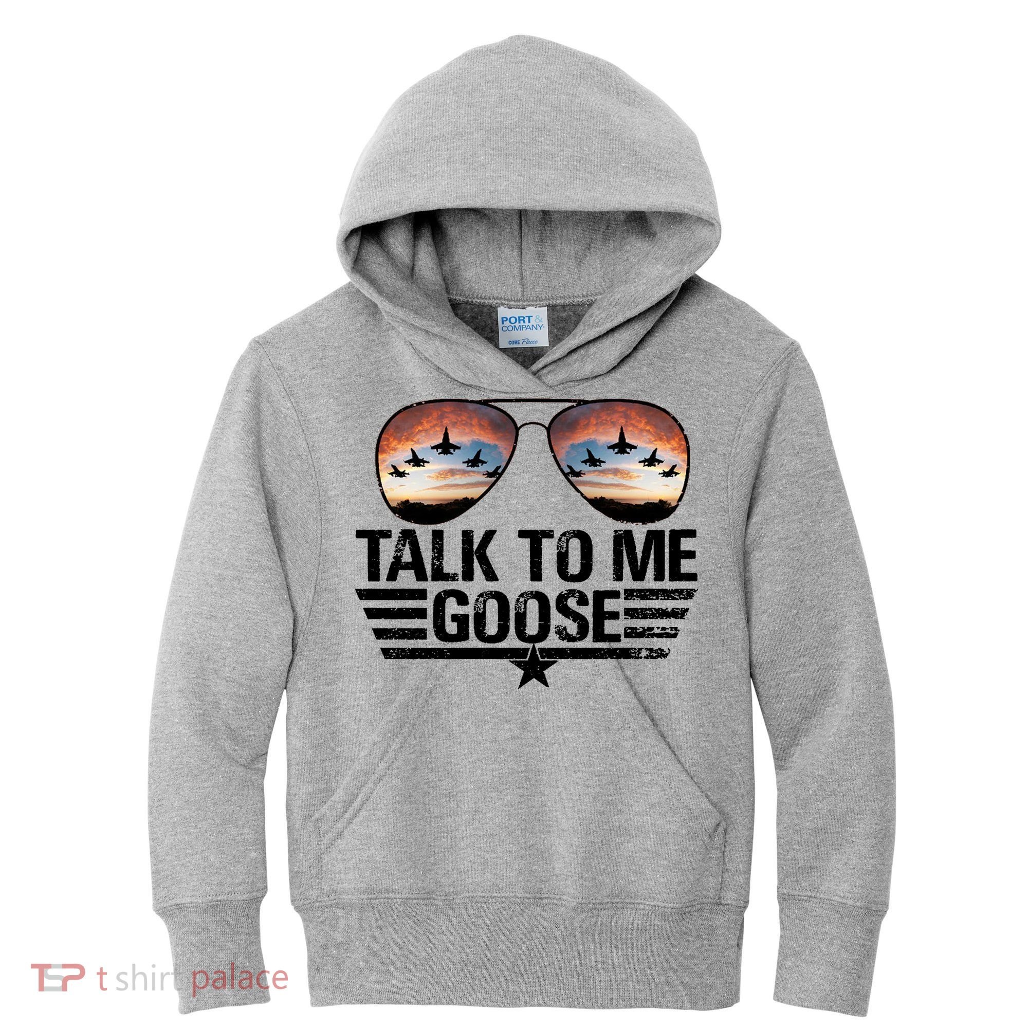 Talk To Me Goose Jet Fighter Sunglasses Kids Hoodie