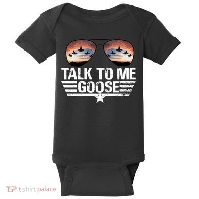 Talk To Me Goose Jet Fighter Sunglasses Baby Bodysuit