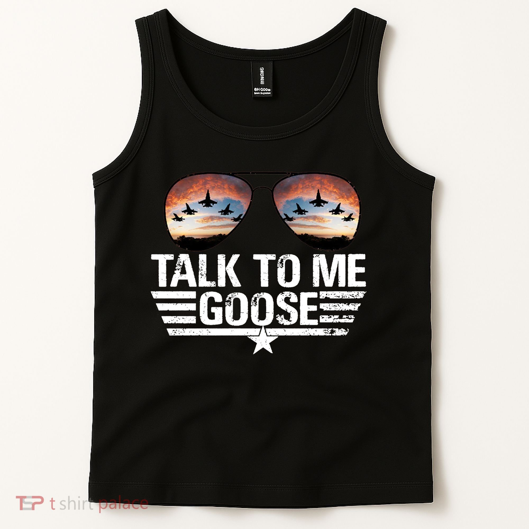 Talk To Me Goose Jet Fighter Sunglasses Tank Top