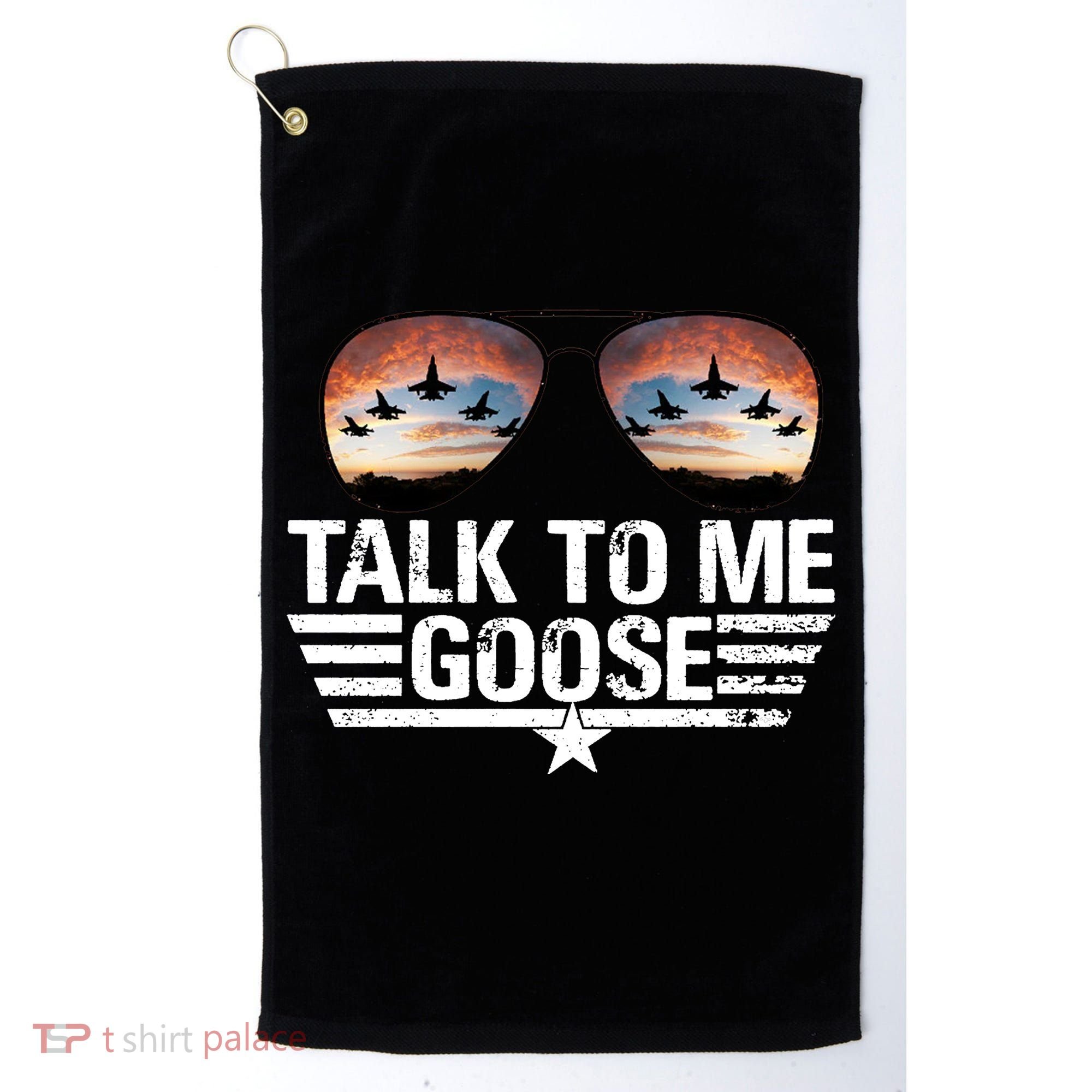 Talk To Me Goose Jet Fighter Sunglasses Golf Towel