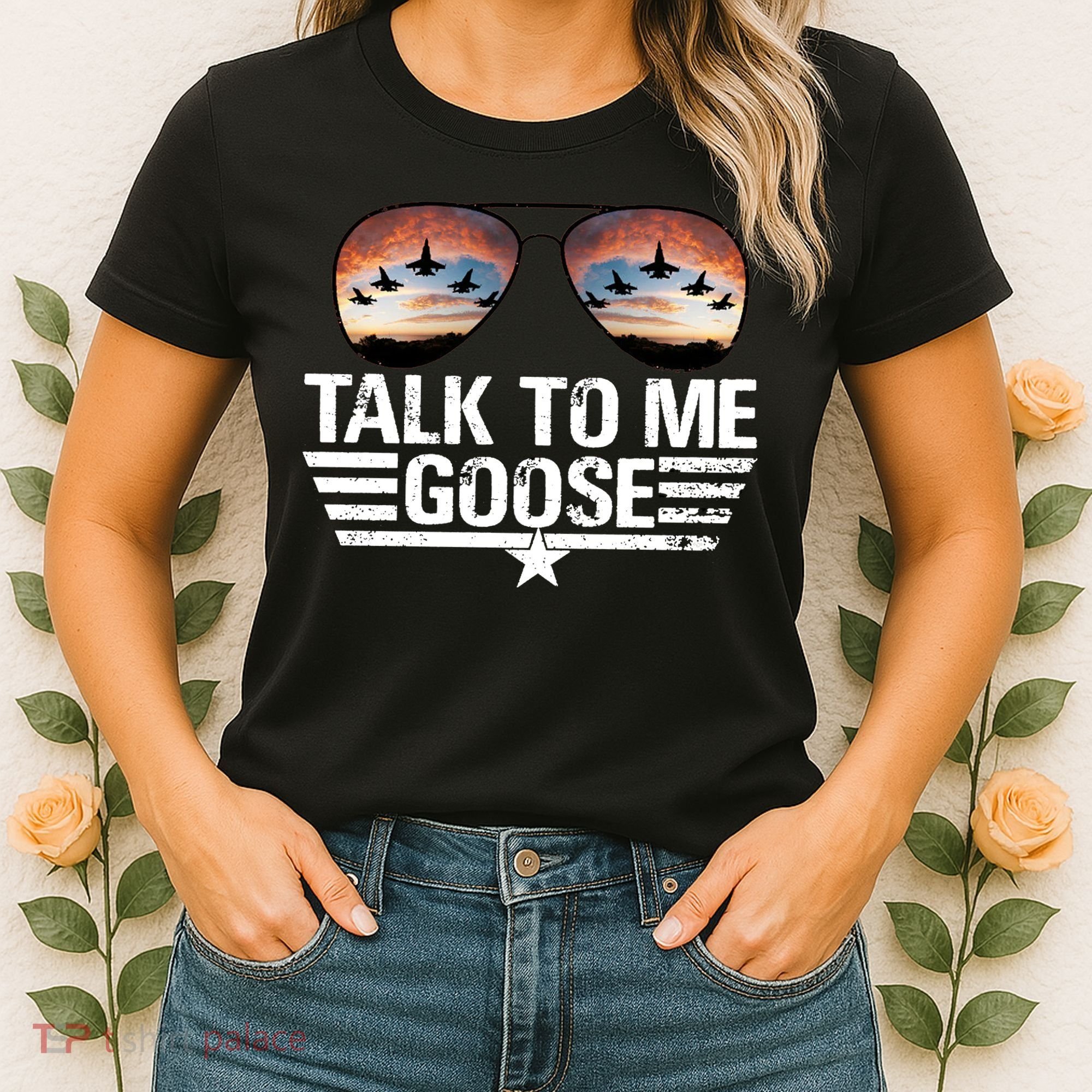 Talk To Me Goose Jet Fighter Sunglasses Women's T-Shirt