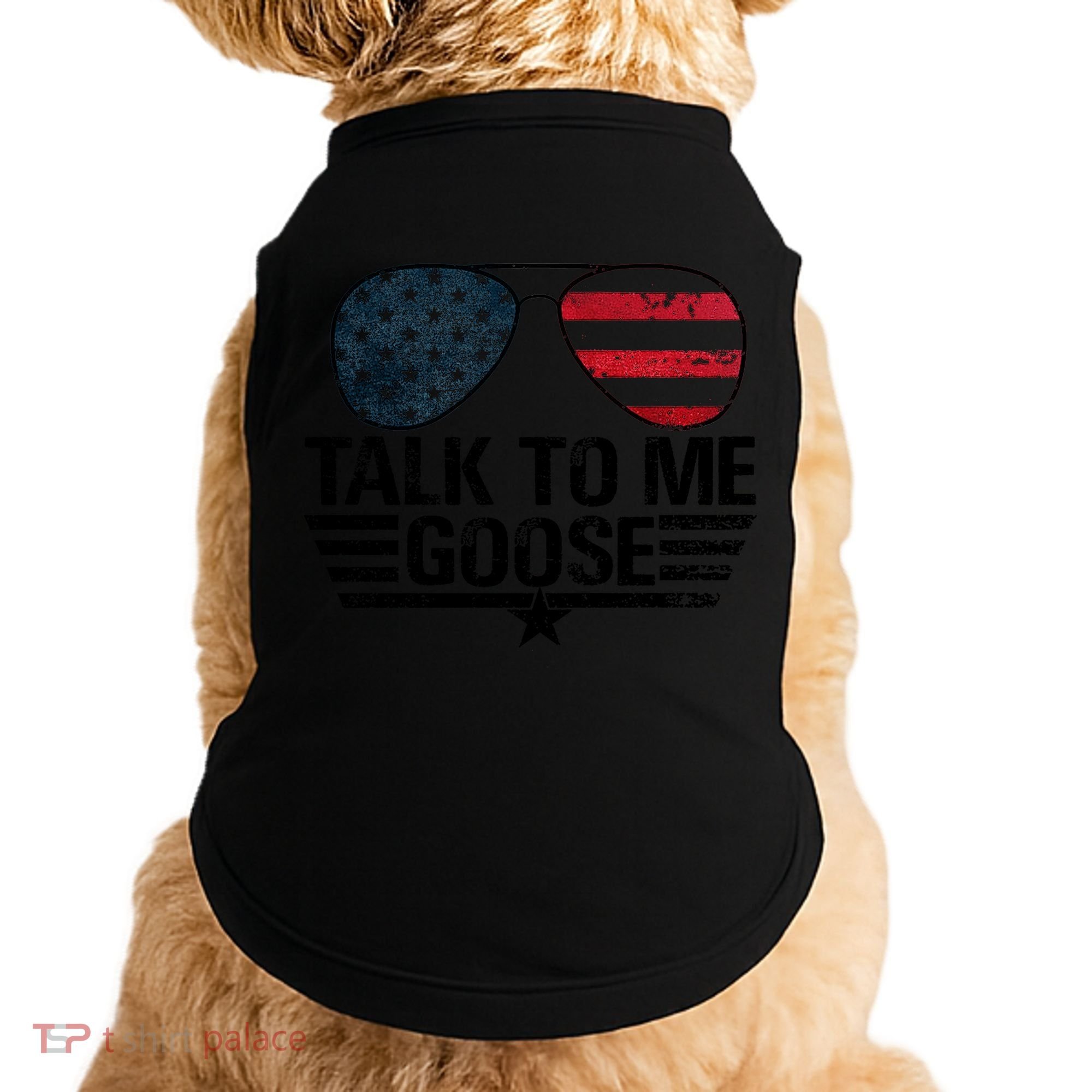 Talk To Me Goose USA Flag Sunglasses Doggie Tank