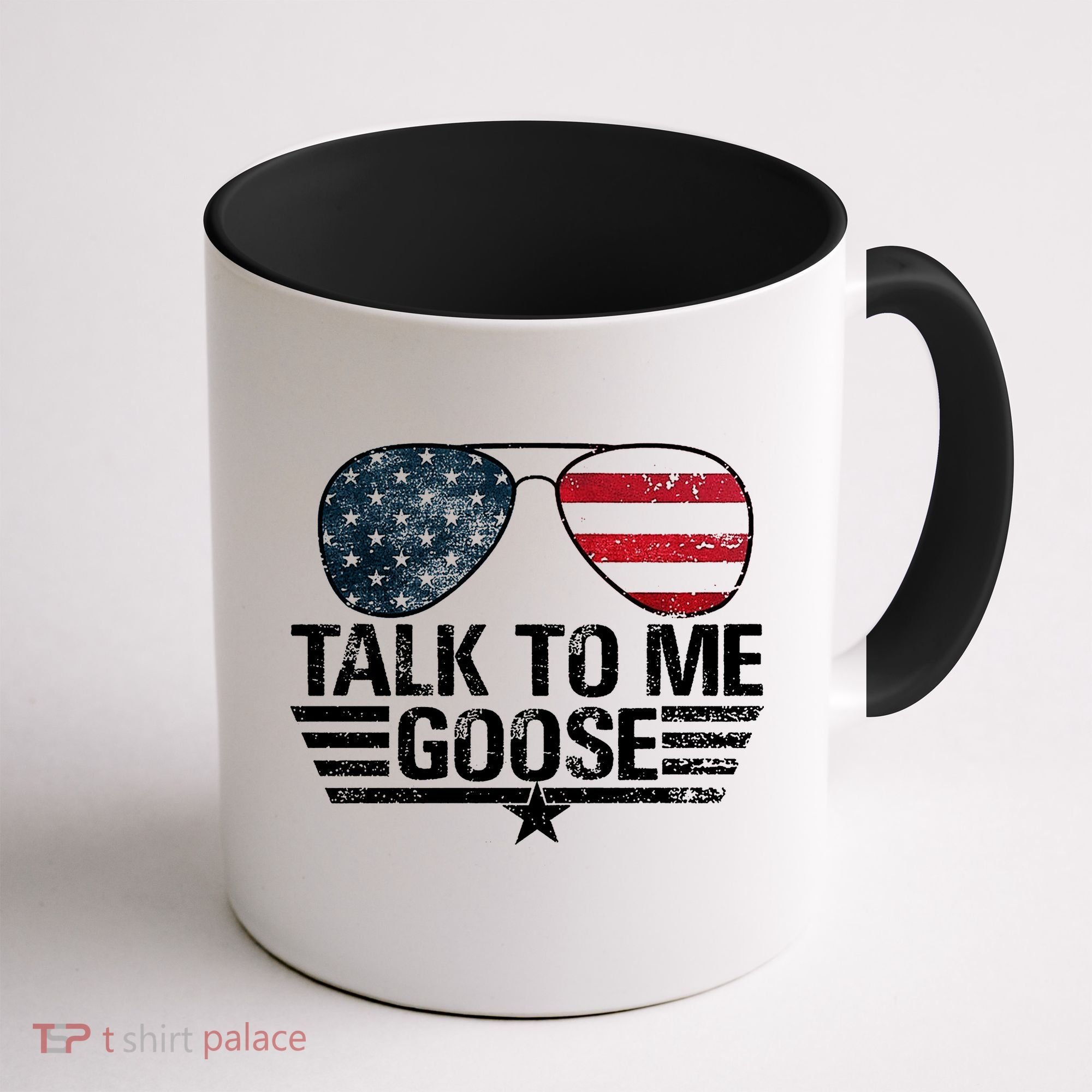 Talk To Me Goose USA Flag Sunglasses Coffee Mug