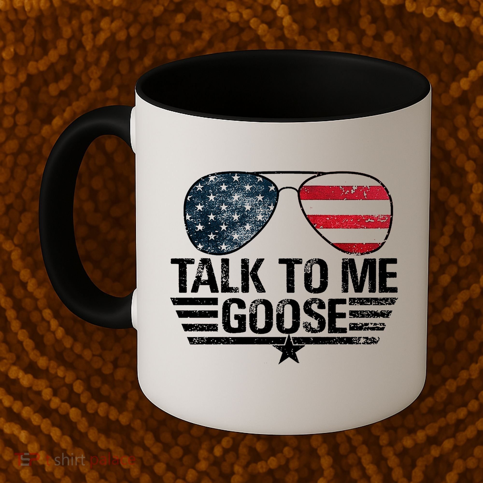 Talk To Me Goose USA Flag Sunglasses Coffee Mug