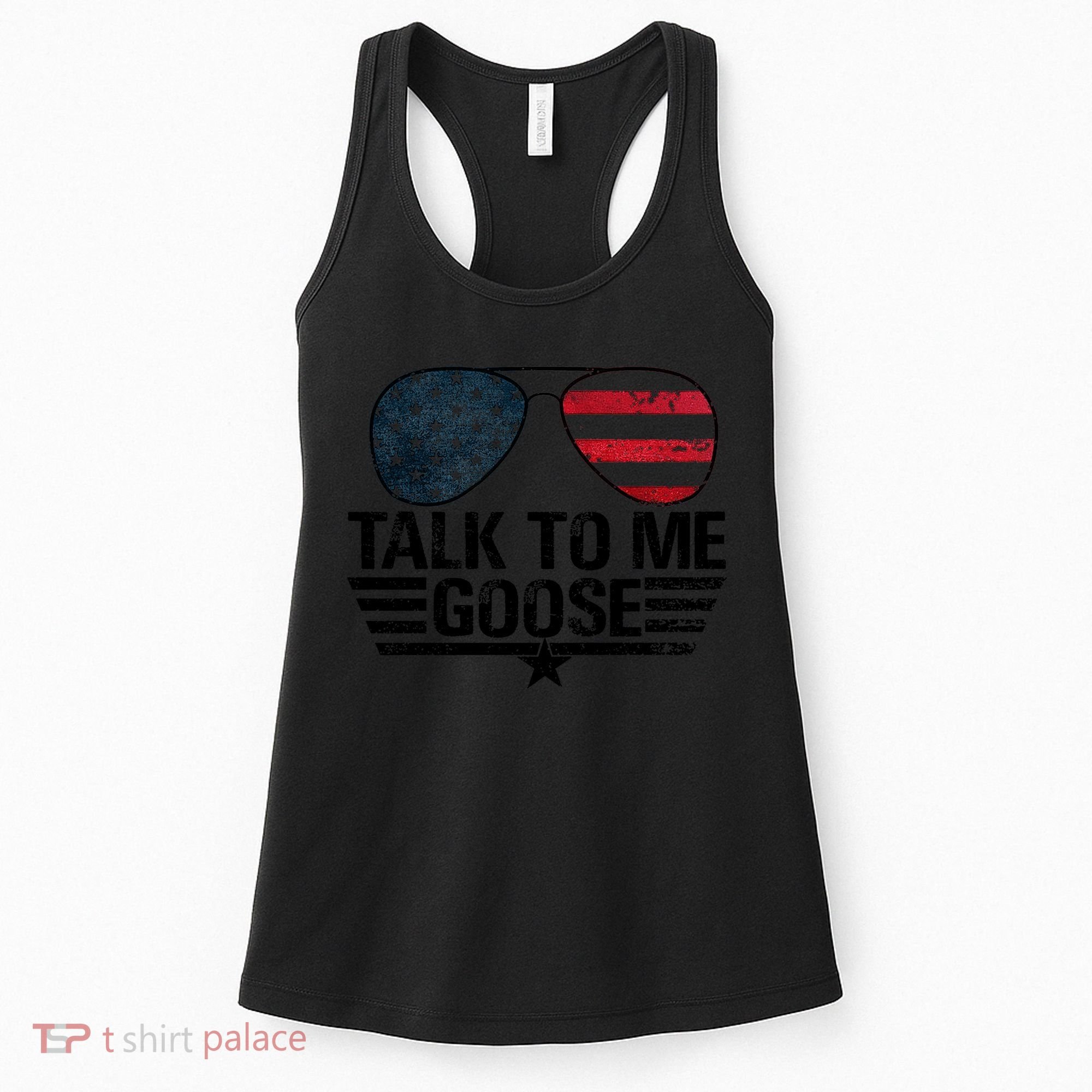Talk To Me Goose USA Flag Sunglasses Women's Tank Top