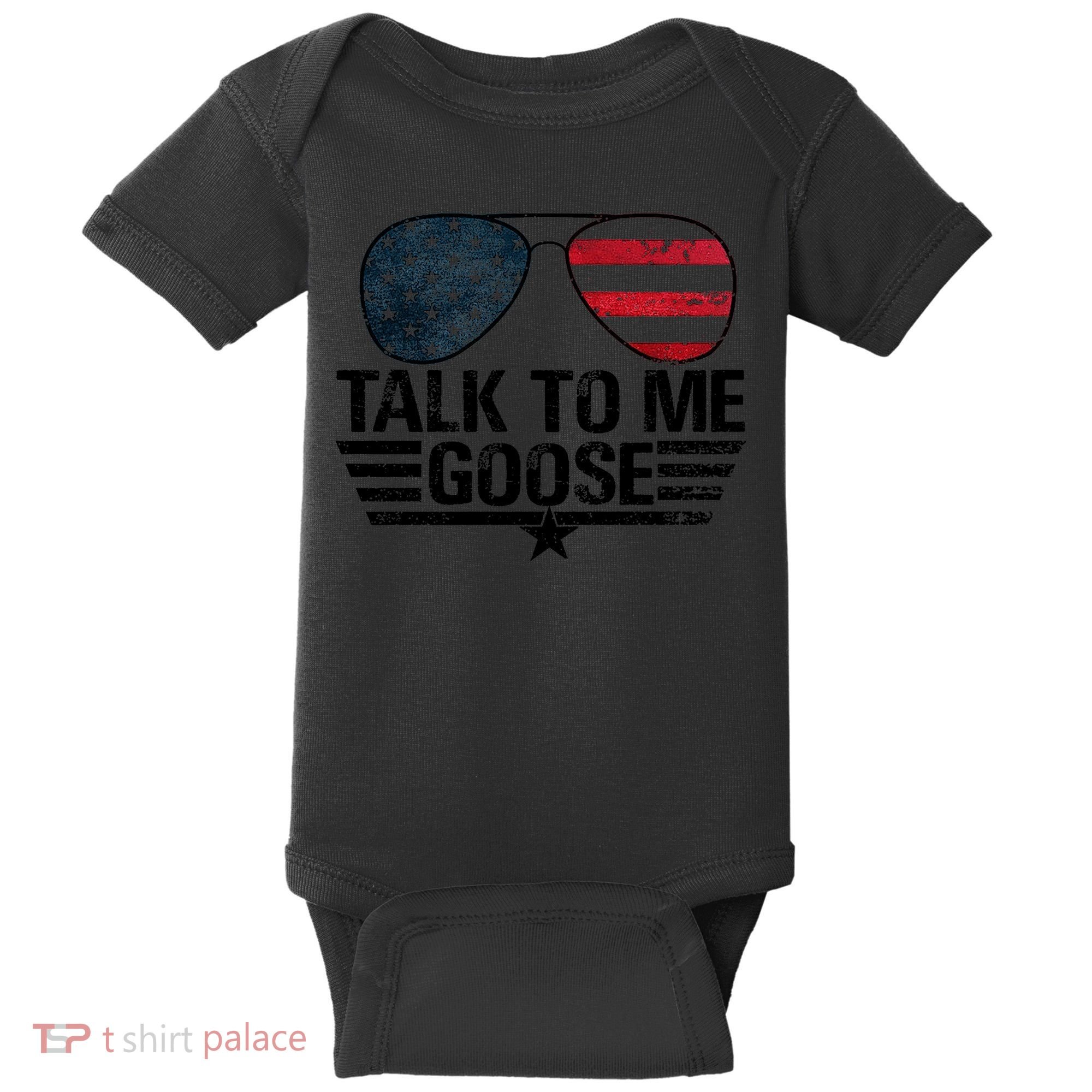 Talk To Me Goose USA Flag Sunglasses Baby Bodysuit