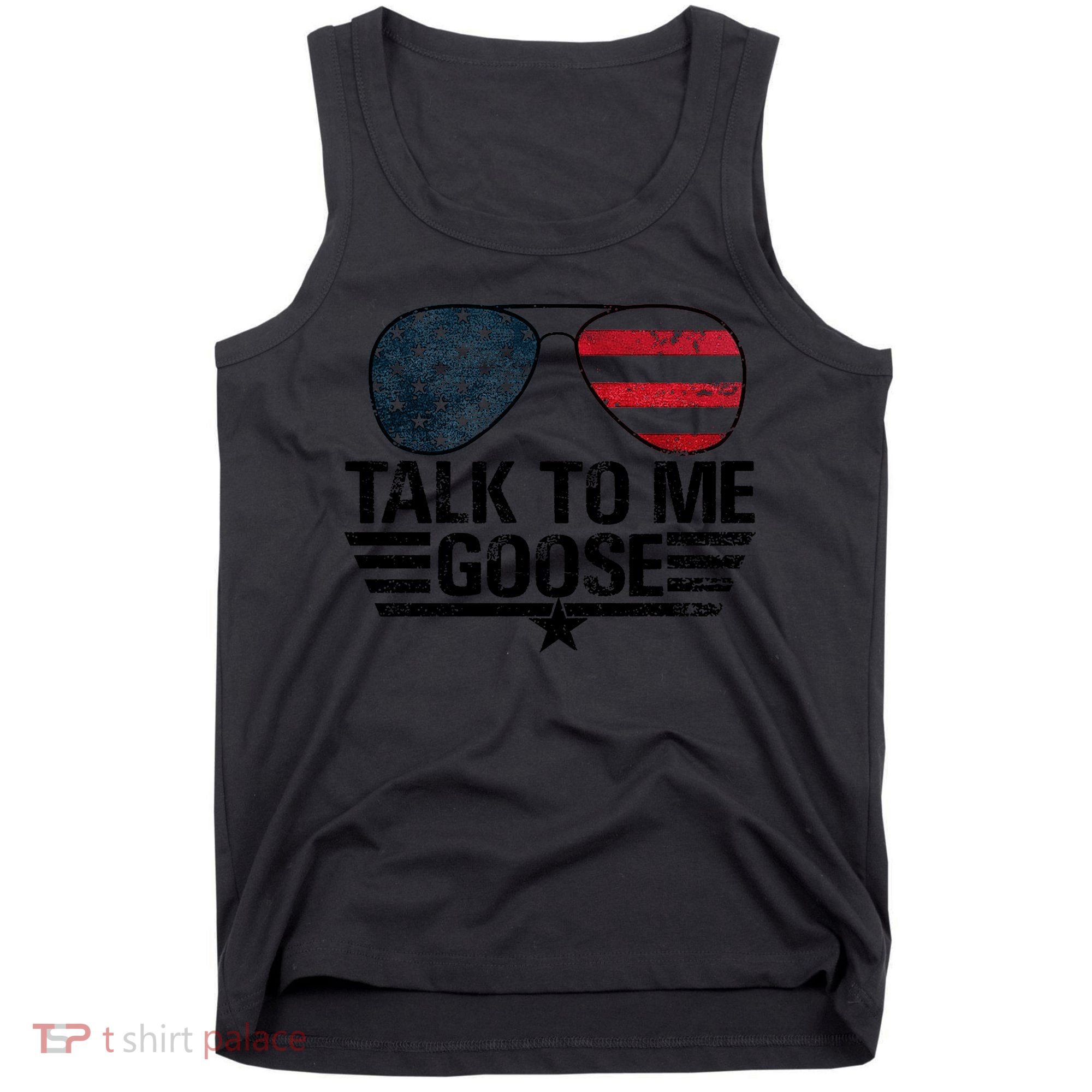 Talk To Me Goose USA Flag Sunglasses Tank Top