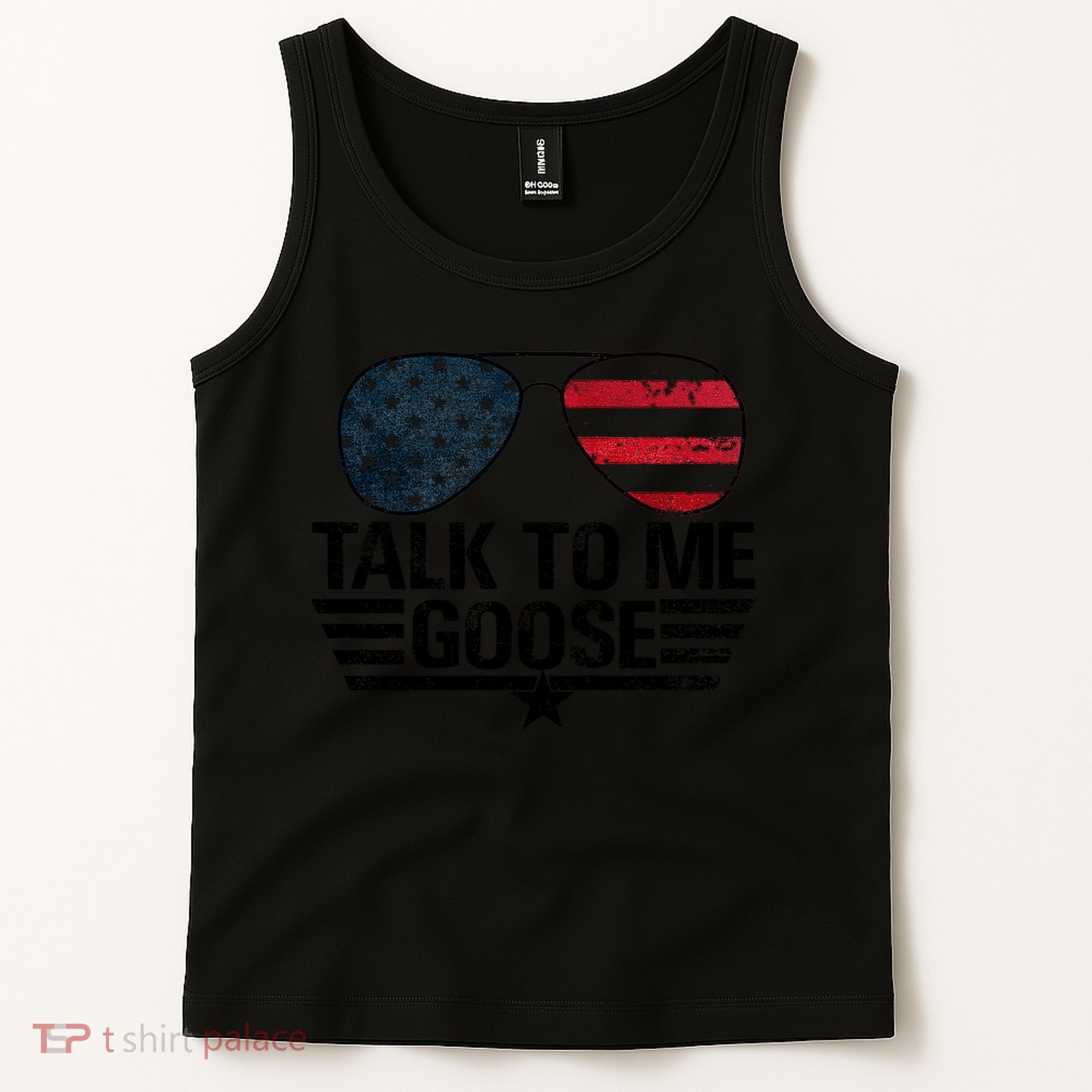 Talk To Me Goose USA Flag Sunglasses Tank Top