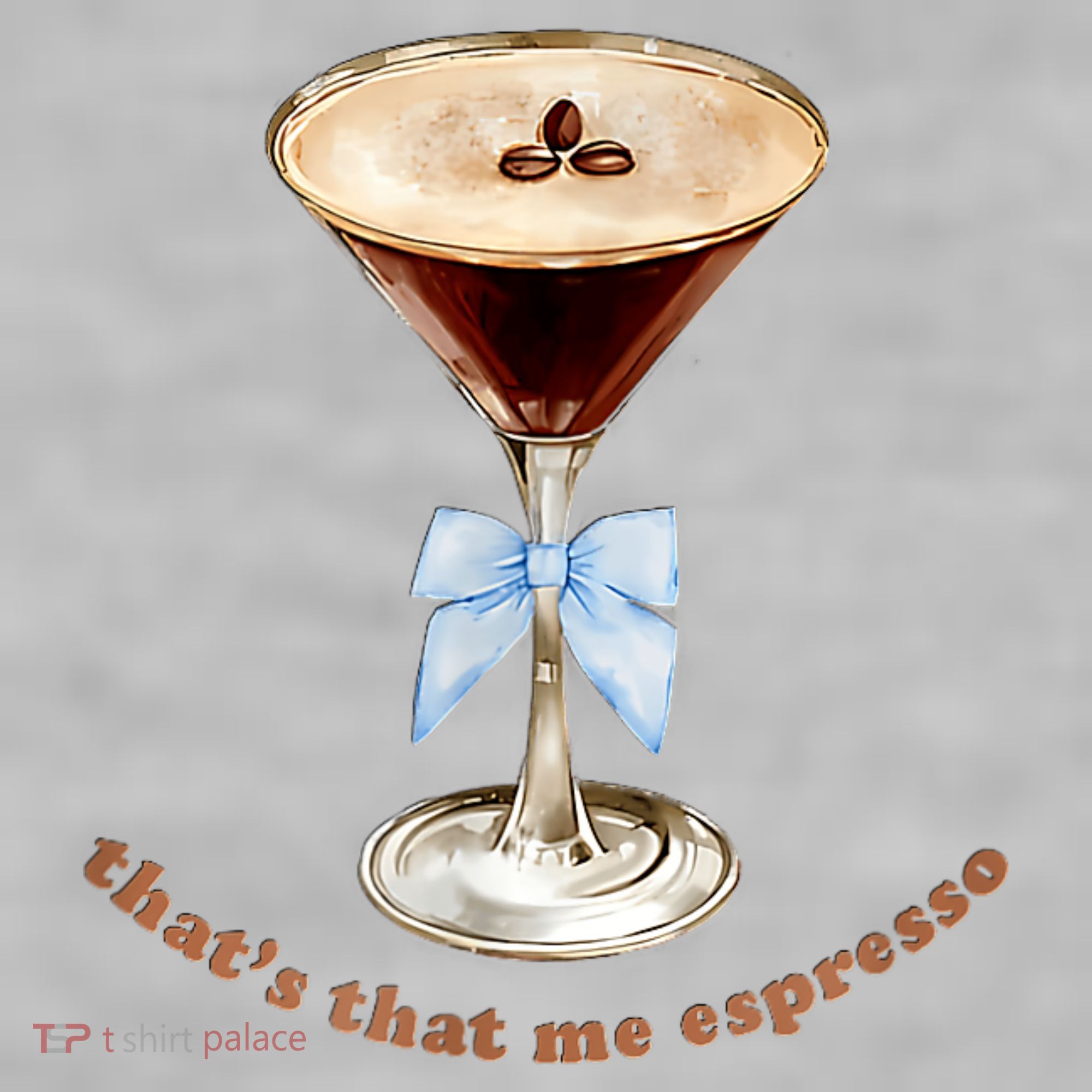 That’S That Me Espresso Espresso Martini Blue Bow Ladies PosiCharge Tri-Blend Wicking Tank