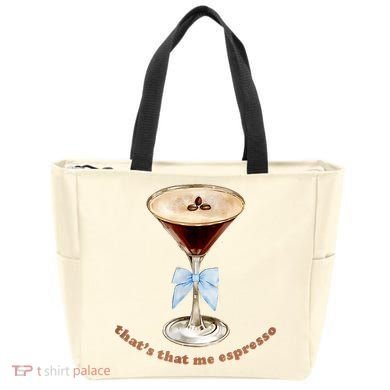 That’S That Me Espresso Espresso Martini Blue Bow Tote Bag