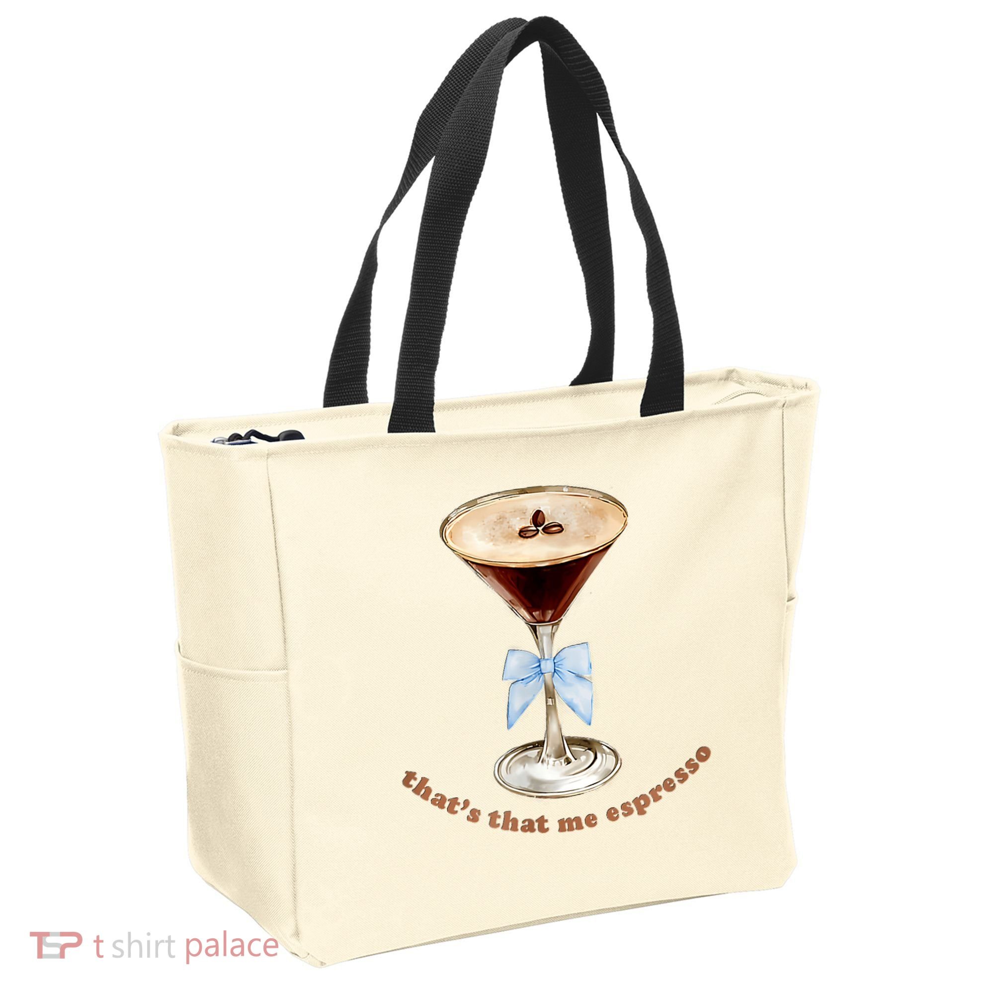 That’S That Me Espresso Espresso Martini Blue Bow Tote Bag