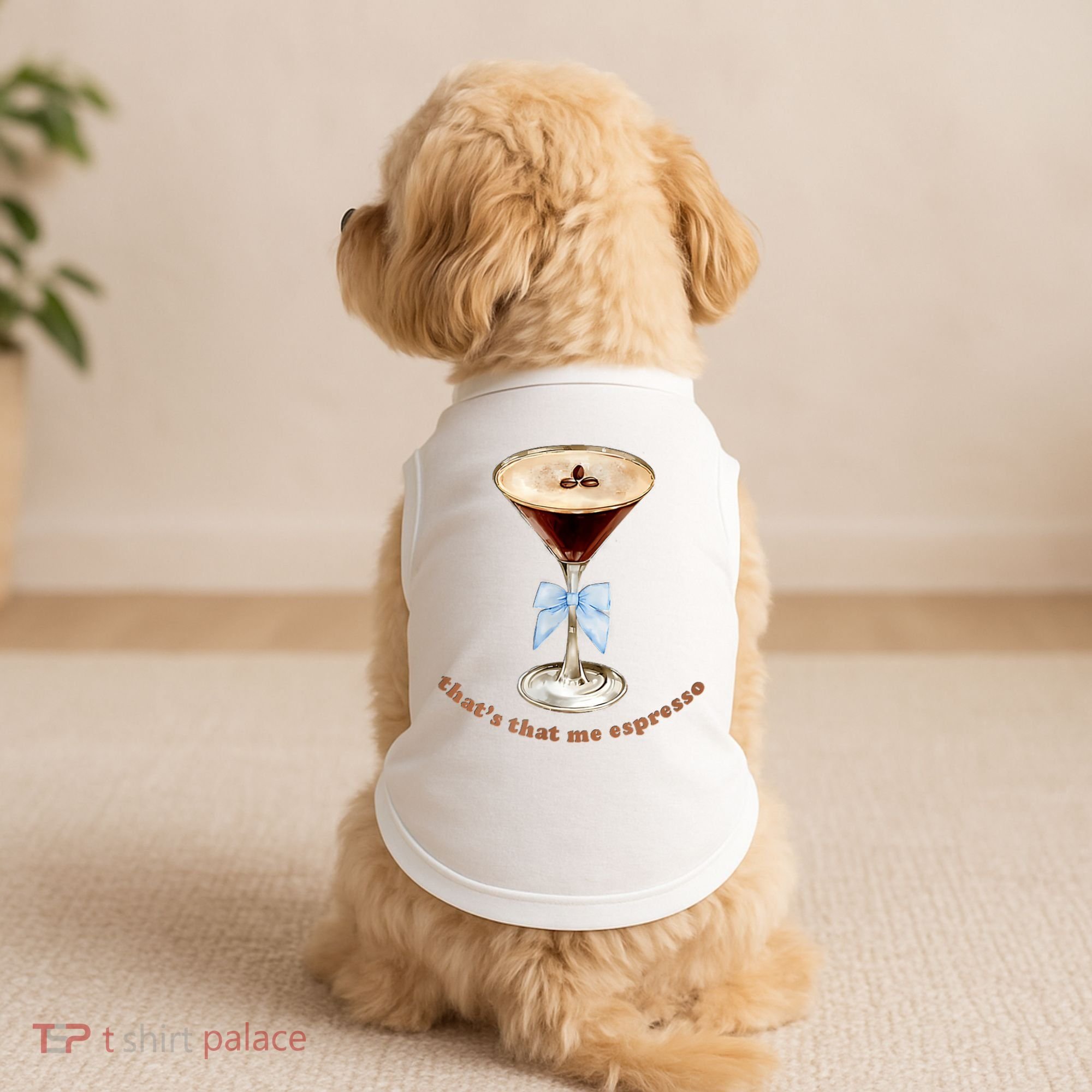 That’S That Me Espresso Espresso Martini Blue Bow Doggie Tank