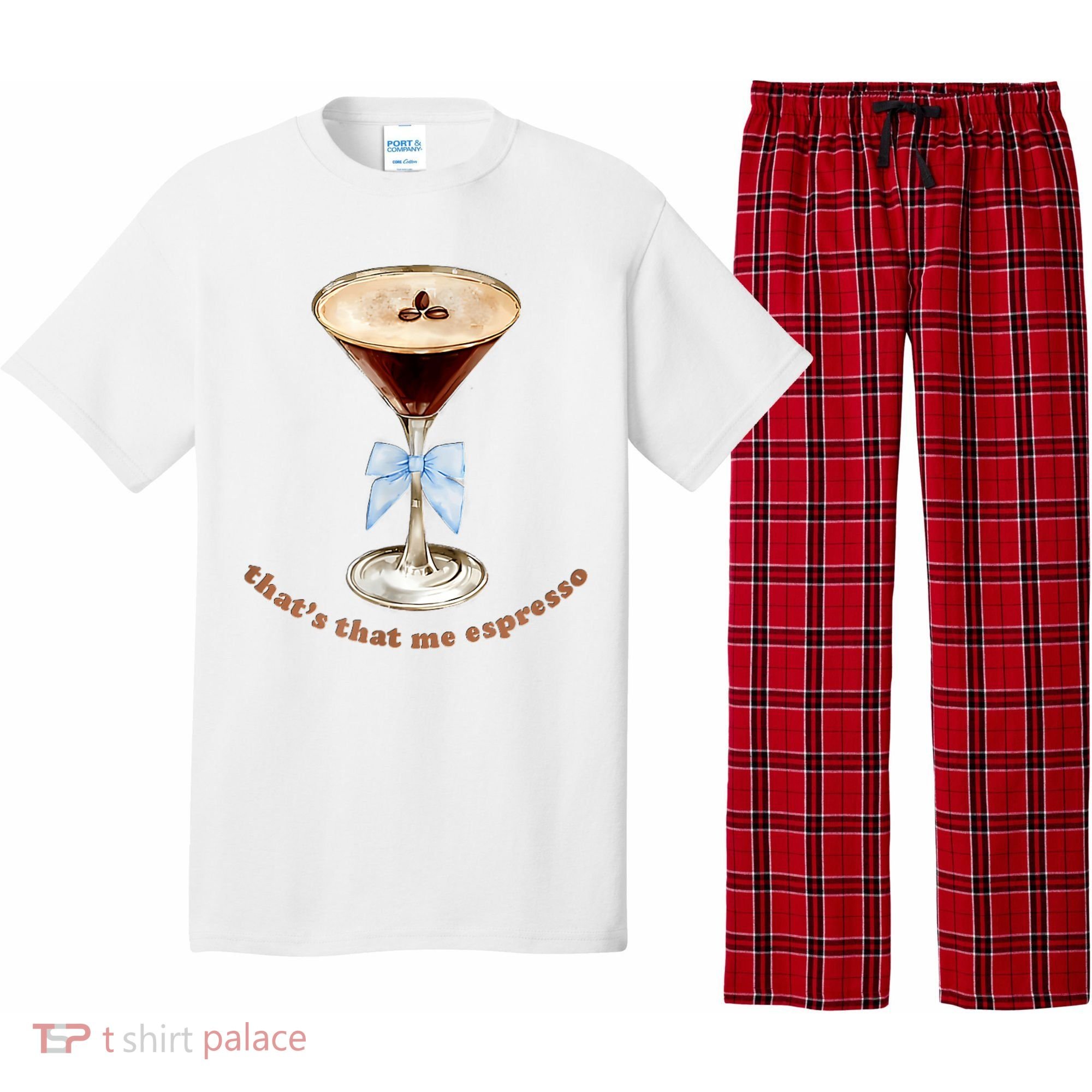 That’S That Me Espresso Espresso Martini Blue Bow Pajama Set