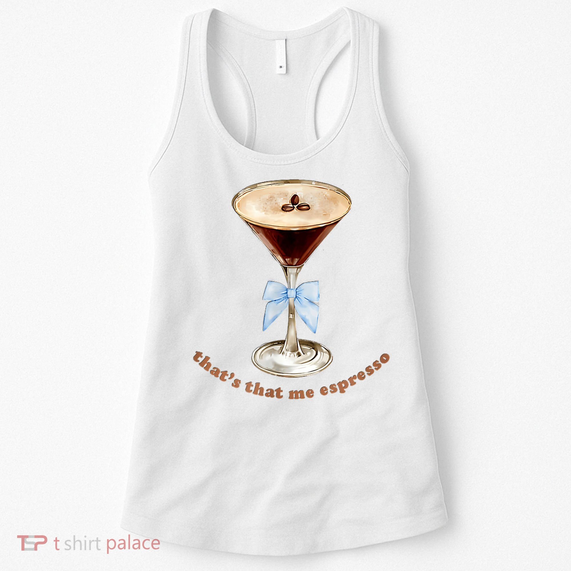 That’S That Me Espresso Espresso Martini Blue Bow Women's Tank Top