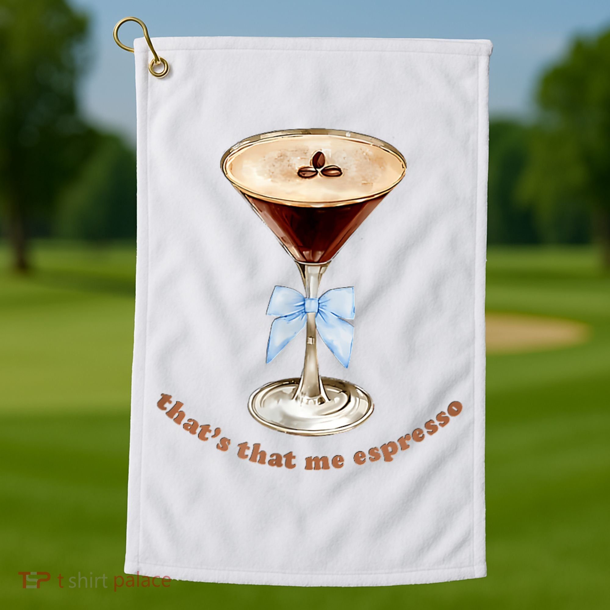 That’S That Me Espresso Espresso Martini Blue Bow Golf Towel