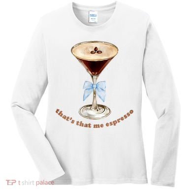 That’S That Me Espresso Espresso Martini Blue Bow Women's Long Sleeve Shirt