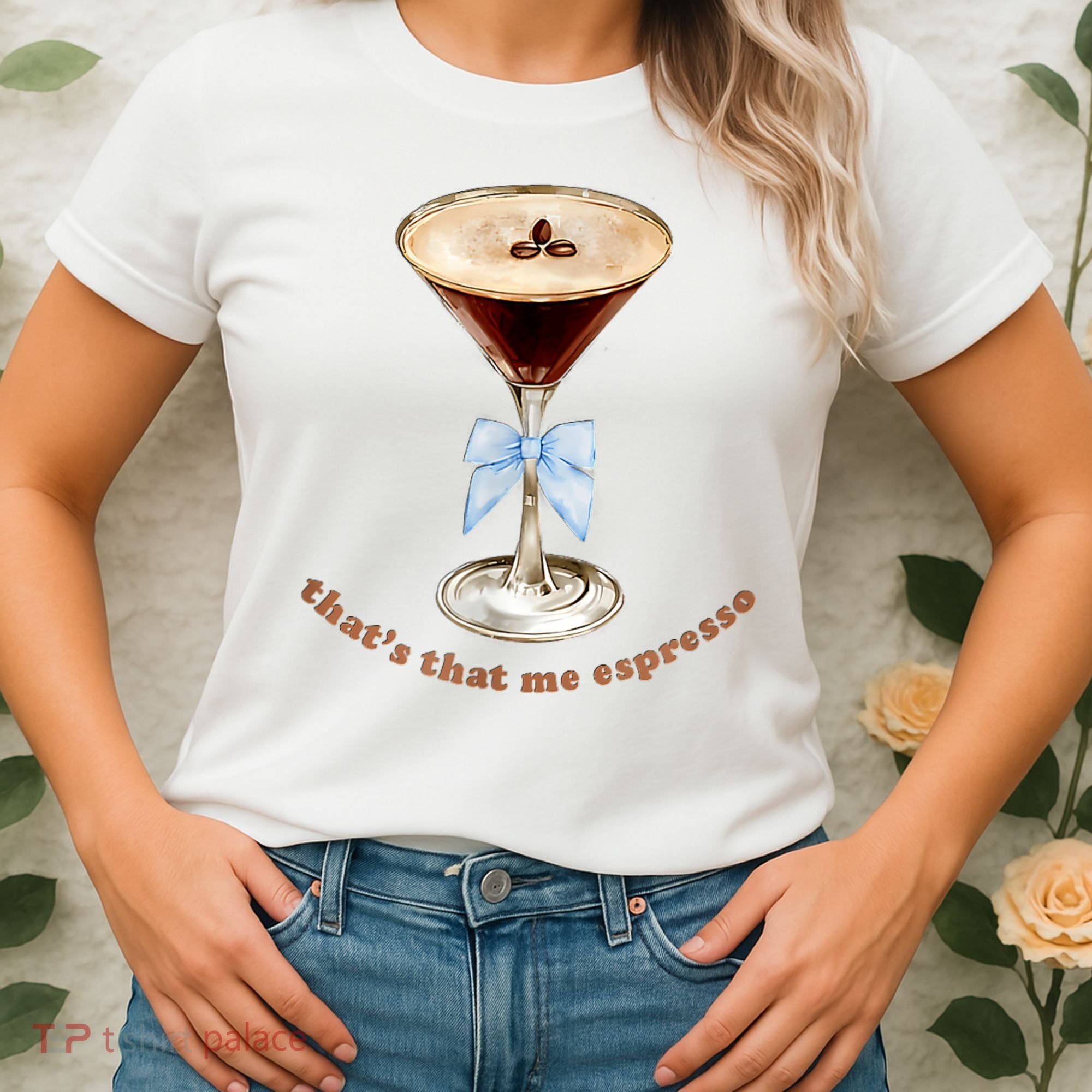 That’S That Me Espresso Espresso Martini Blue Bow Women's T-Shirt
