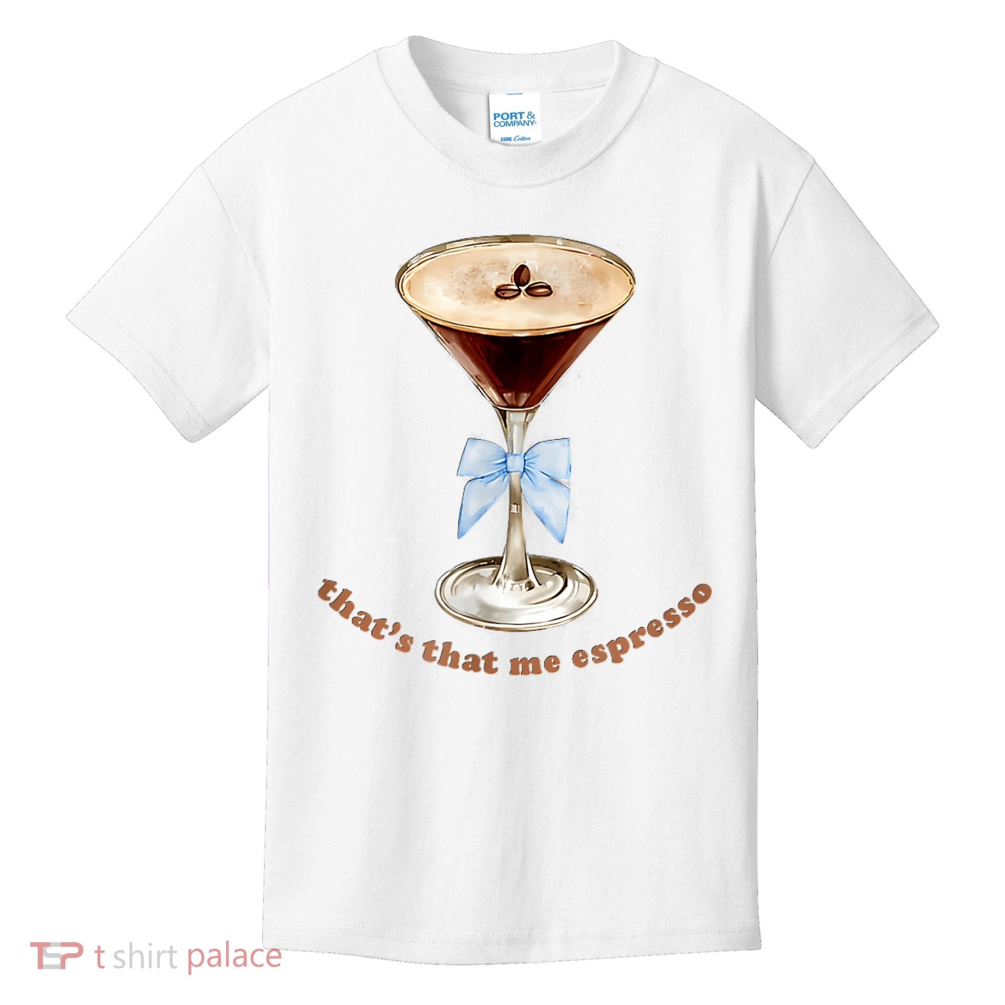 That’S That Me Espresso Espresso Martini Blue Bow Kids T-Shirt