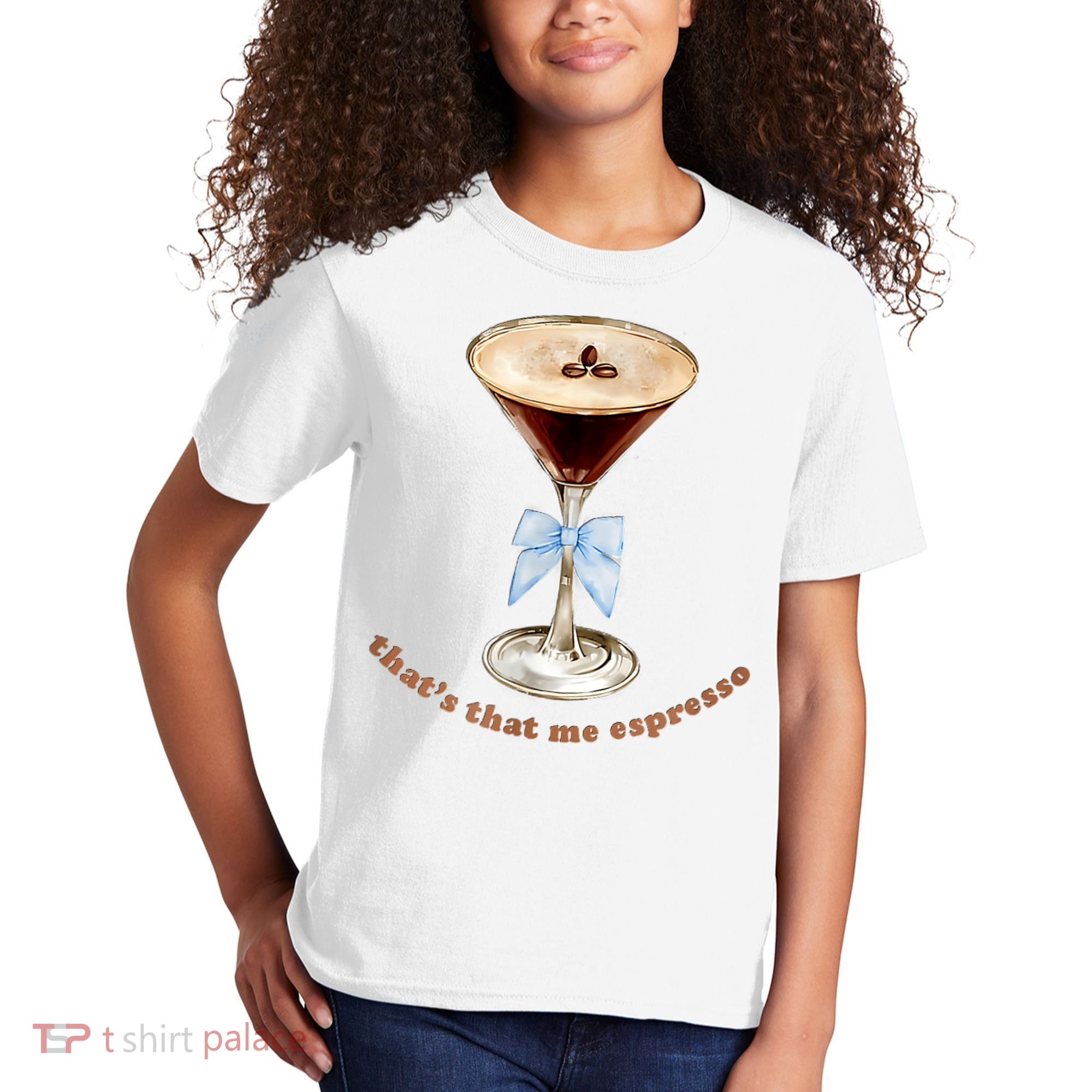 That’S That Me Espresso Espresso Martini Blue Bow Kids T-Shirt