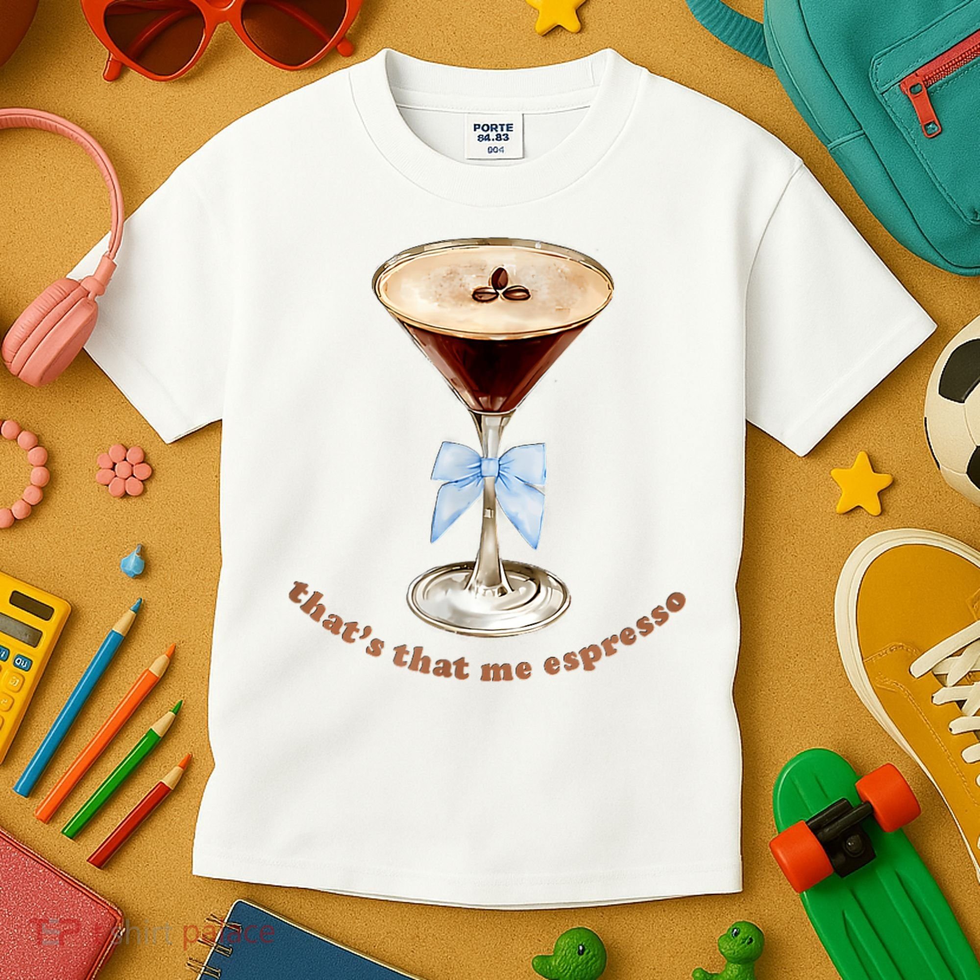 That’S That Me Espresso Espresso Martini Blue Bow Kids T-Shirt