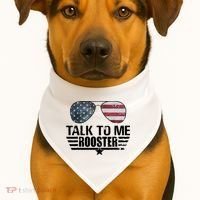 Talk To Me Rooster Funny. USA-Made Doggie Bandana thumb 1