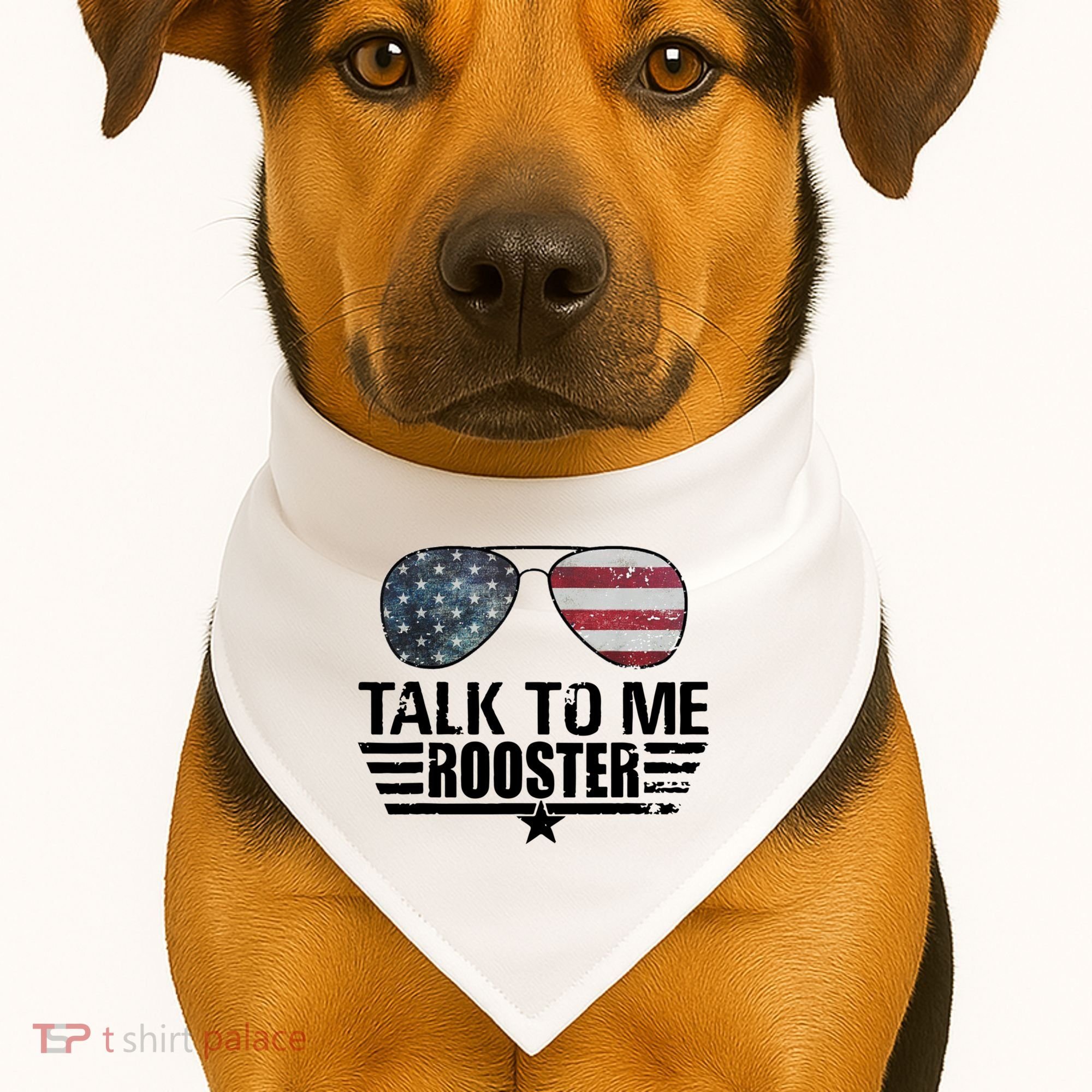 Talk To Me Rooster Funny. USA-Made Doggie Bandana