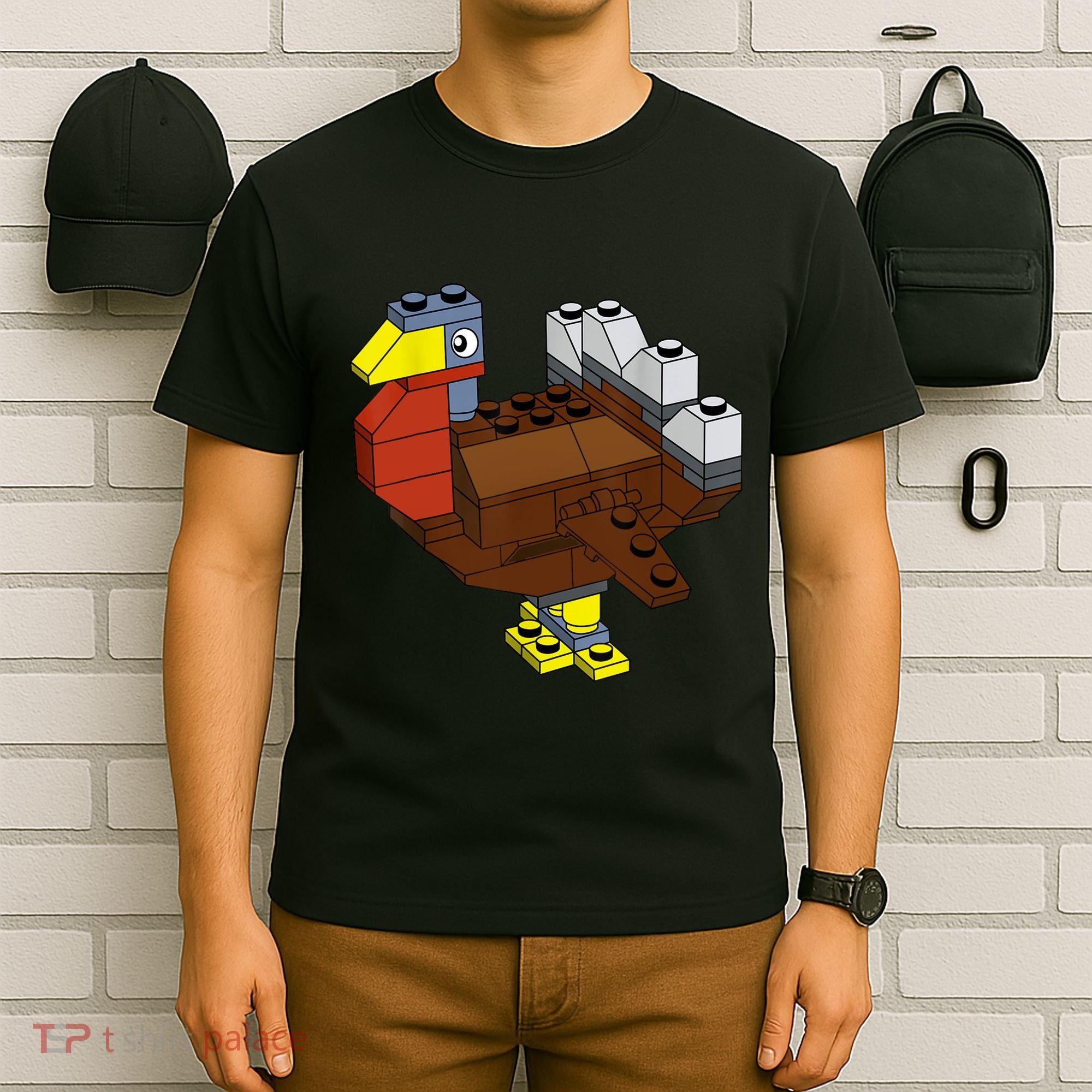 Tukey Thanksgiving Master Builder Block Brick Building T-Shirt