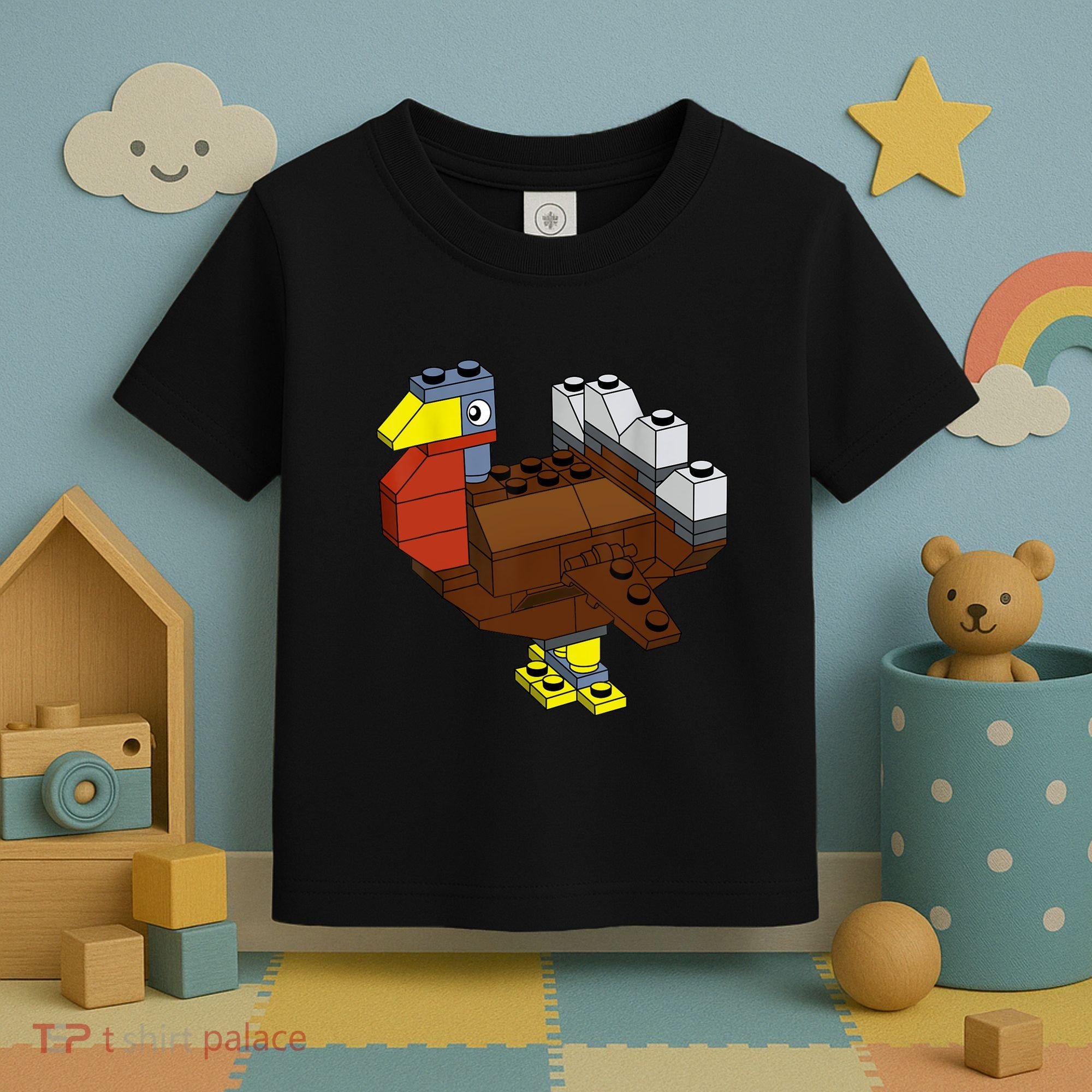 Tukey Thanksgiving Master Builder Block Brick Building Toddler T-Shirt