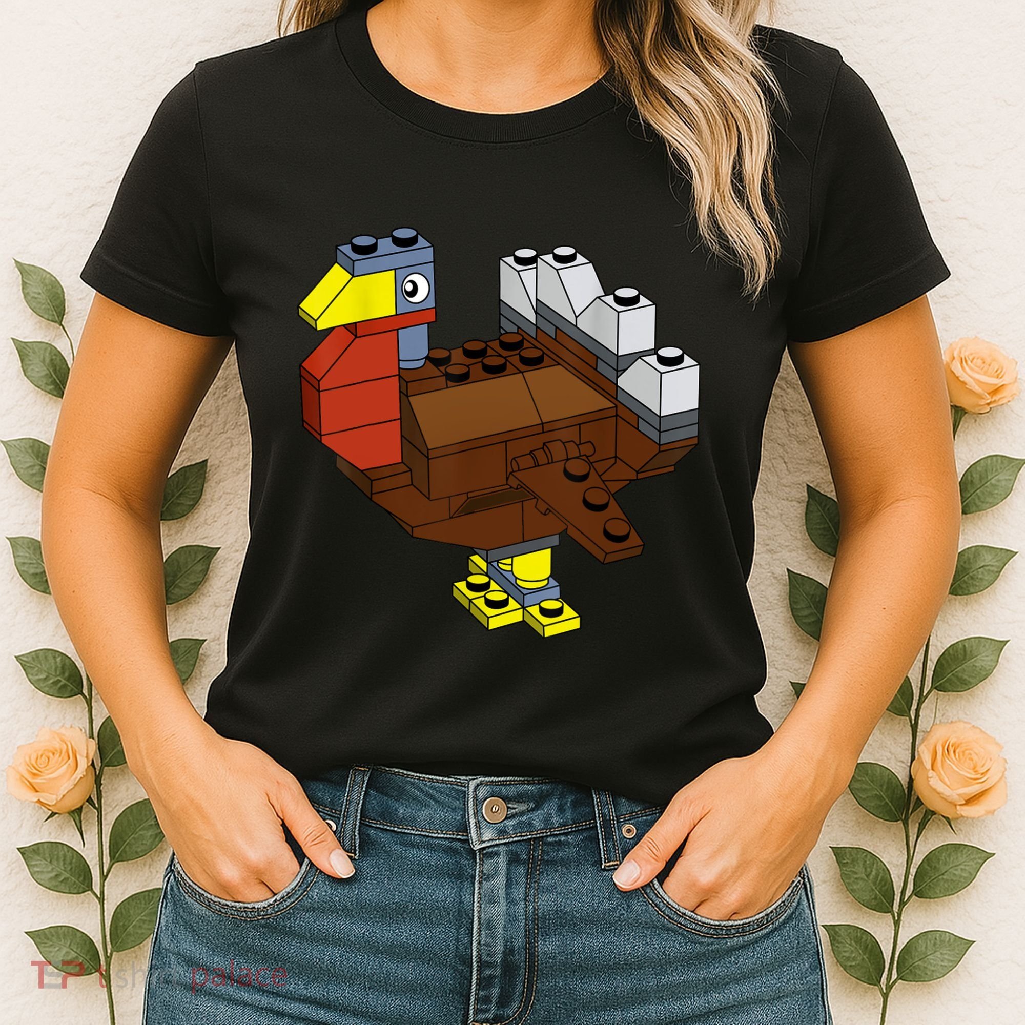 Tukey Thanksgiving Master Builder Block Brick Building Women's T-Shirt