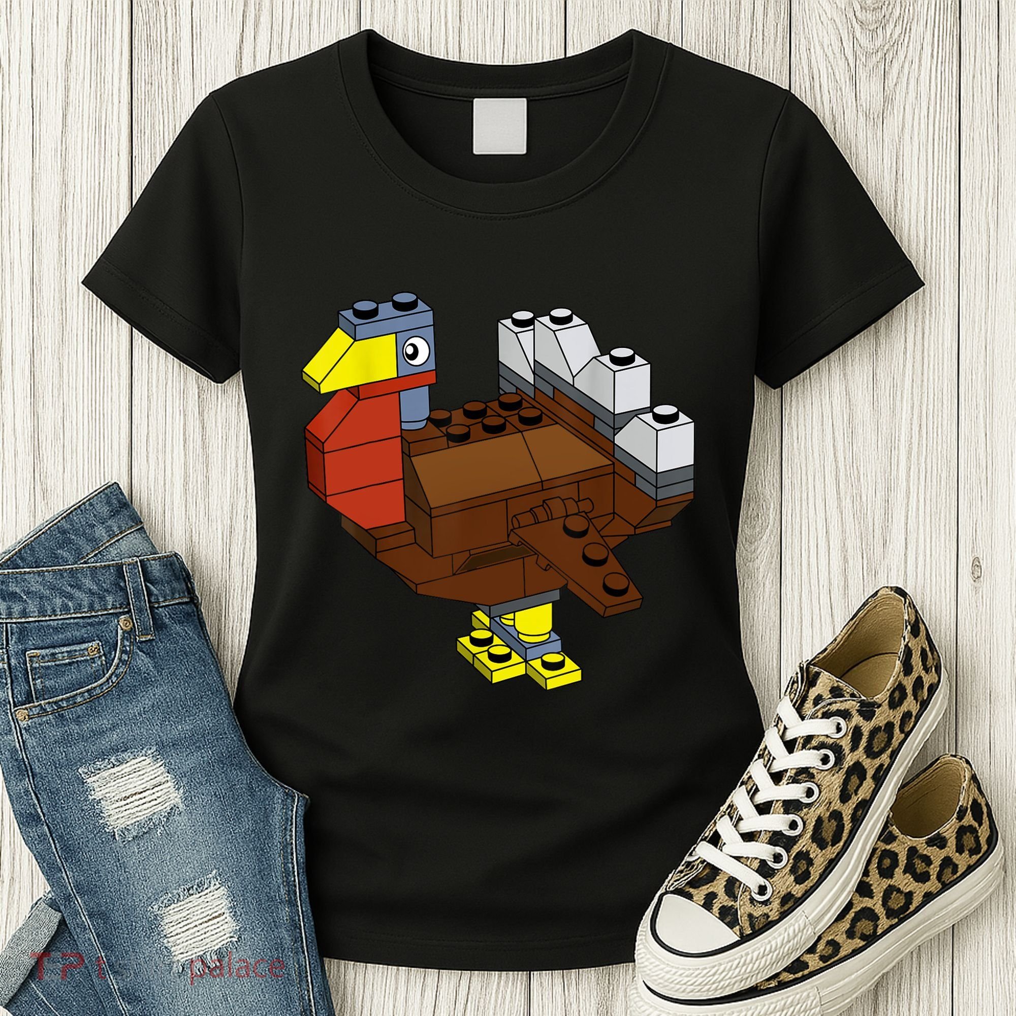 Tukey Thanksgiving Master Builder Block Brick Building Women's T-Shirt