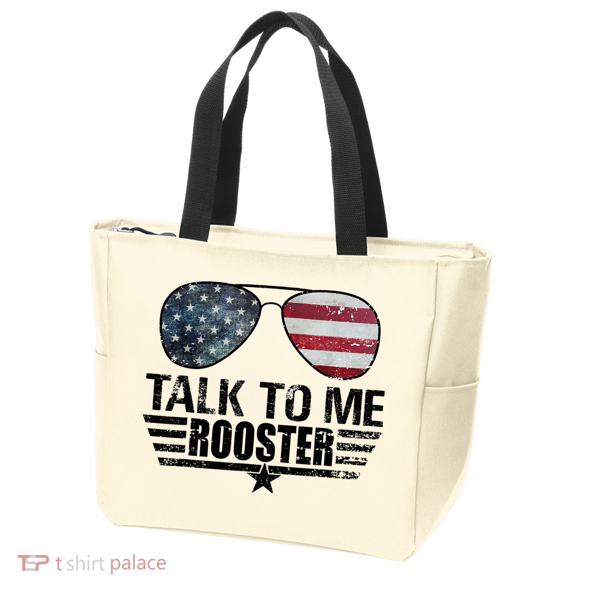 Talk To Me Rooster Sunglasses America Flag Tote Bag