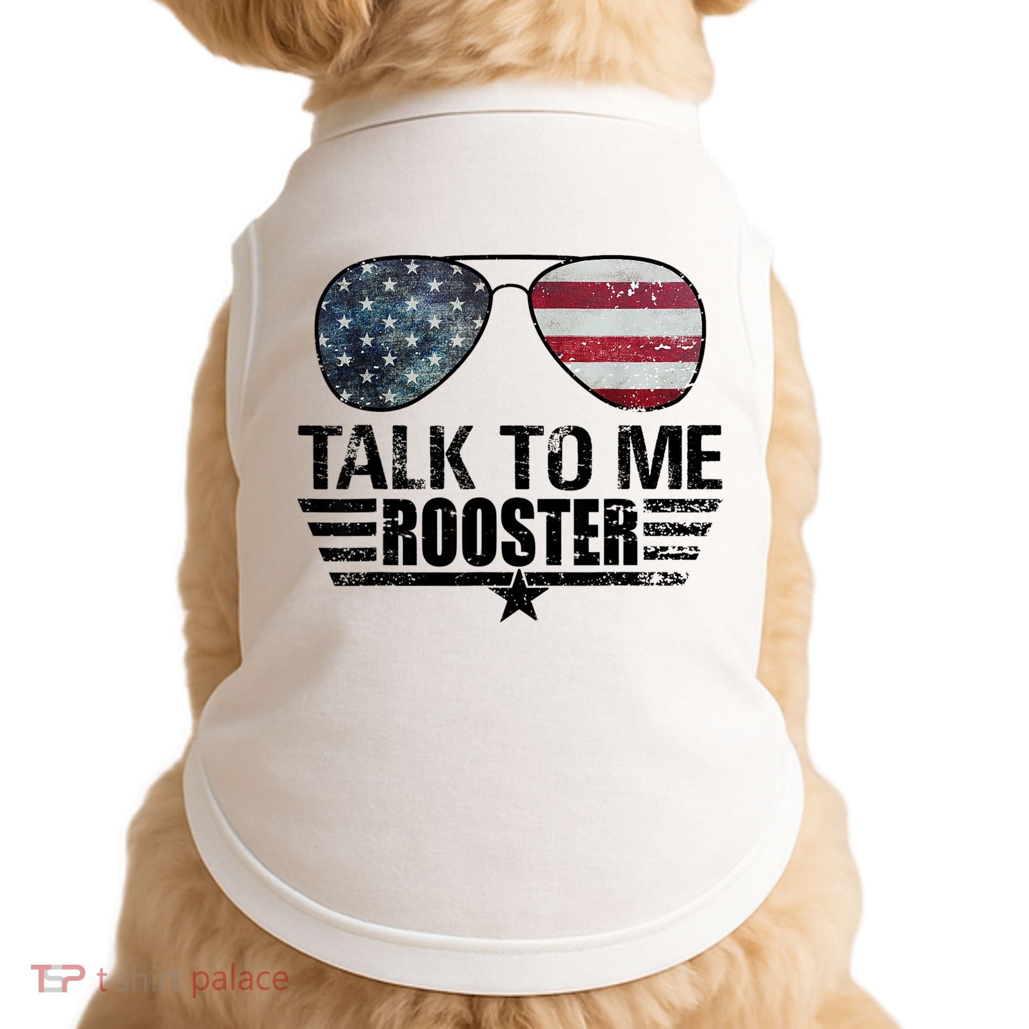 Talk To Me Rooster Sunglasses America Flag Doggie Tank