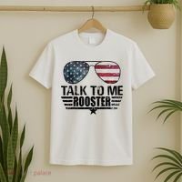 Talk To Me Rooster Sunglasses America Flag T-Shirt thumb 2