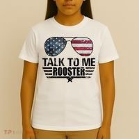 Talk To Me Rooster Sunglasses America Flag T-Shirt thumb 4