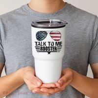 Talk To Me Rooster Sunglasses America Flag Tumbler thumb 2