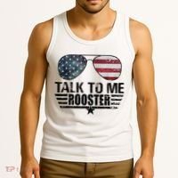 Talk To Me Rooster Sunglasses America Flag Tank Top thumb 3