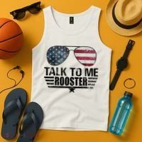 Talk To Me Rooster Sunglasses America Flag Tank Top thumb 4